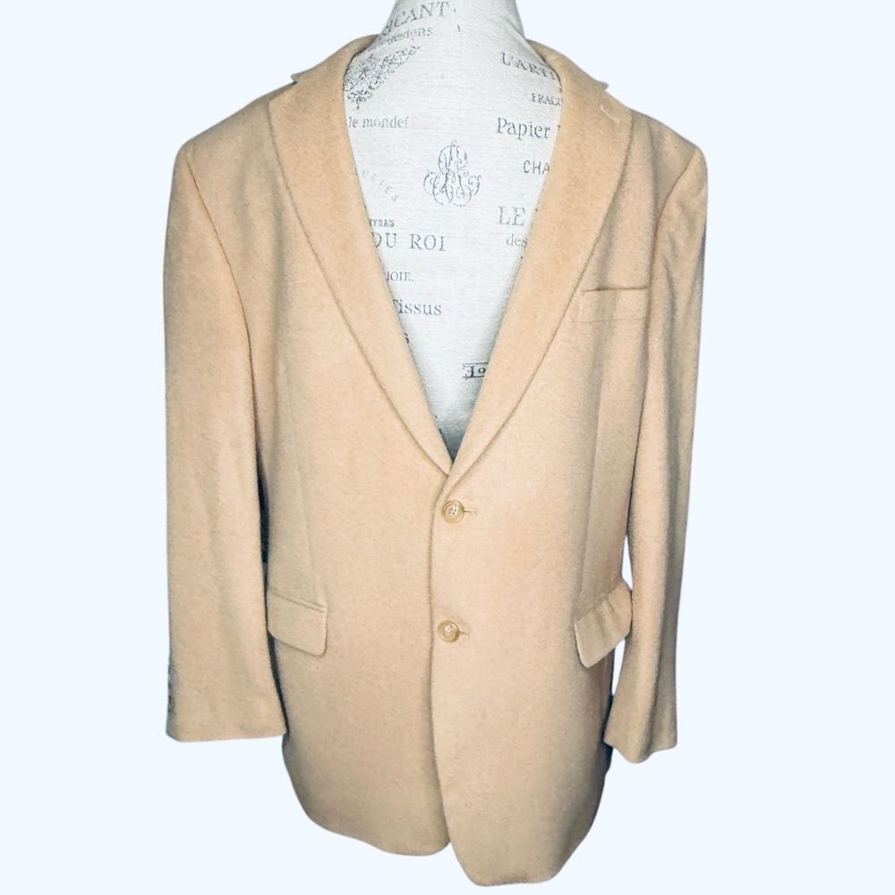 Vintage Lauren Ralph Lauren 100% Camel Hair Men's Tan Blazer Sports Coat 46R - Picture 2 of 11